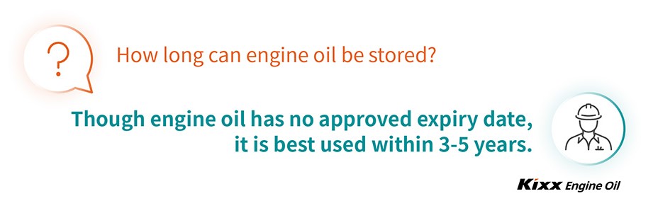A Q&A explaining that engine oil is best used within 3-5 years