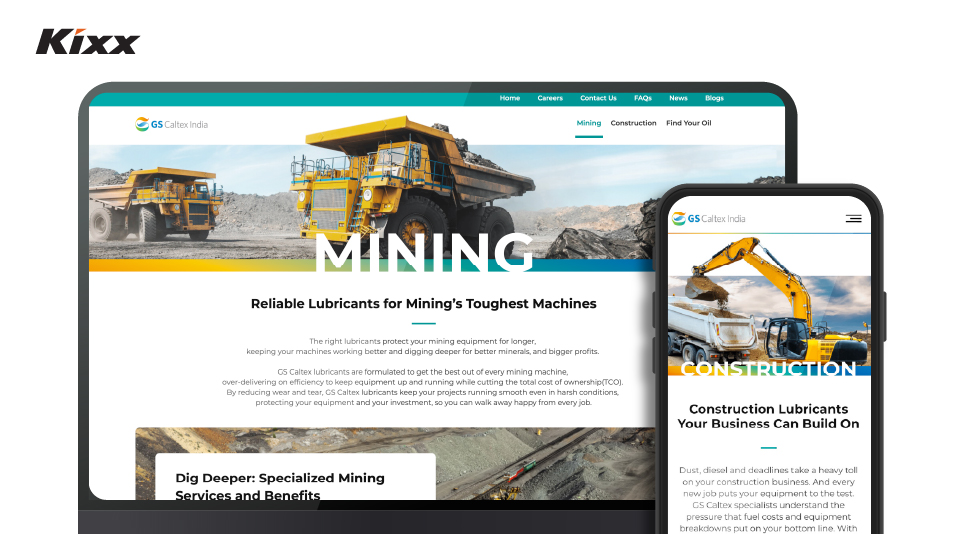 New Kixx microsite offers useful mining and construction industry insights in easy-to-find layouts for PC and mobile devices.