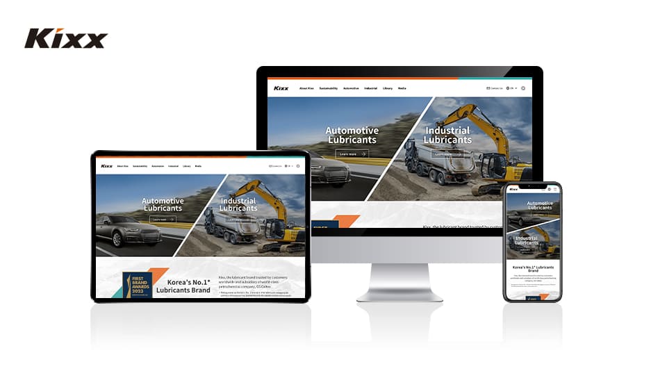 The new website for KixxOil.com offers a responsive look and feel across multiple devices.