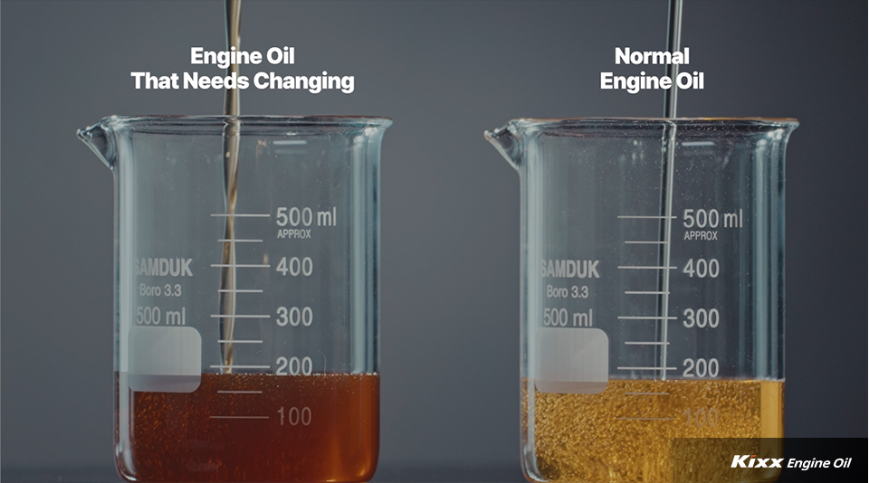 Showing two engine oils with differences