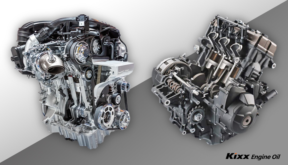 Comparison of car engine and motorcycle engine