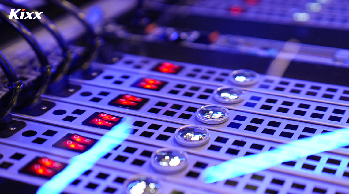 A computer server submerged in Kixx’s immersion cooling fluid. 